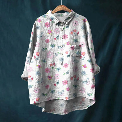Women's Shirt – Oversized Fit – Breathable Fabric – Floral Print – Casual Style