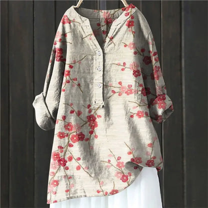 Women's blouse with long sleeves – Relaxed fit – Half button placket – Breathable fabric