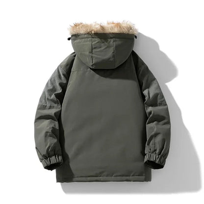 Lucas Hooded Parka Jacket | Fur Trim, Flap Pockets Parka Jacket