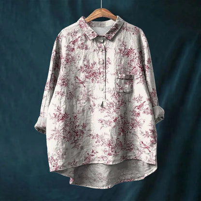 Women's Shirt – Oversized Fit – Breathable Fabric – Floral Print – Casual Style