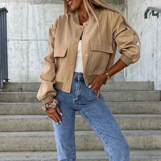 Women's Jacket – Relaxed Fit – Natural Fibers – Button Front – Pockets