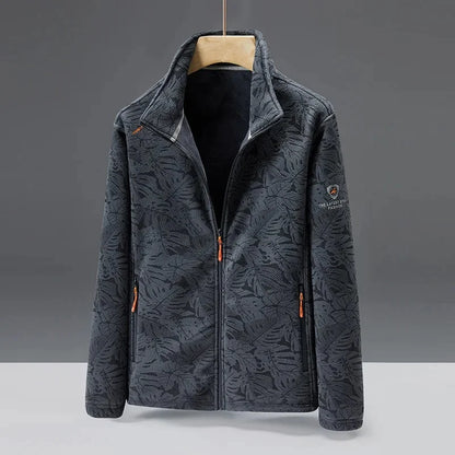 Men's fleece jacket – standard fit – high collar – zip pockets – soft texture