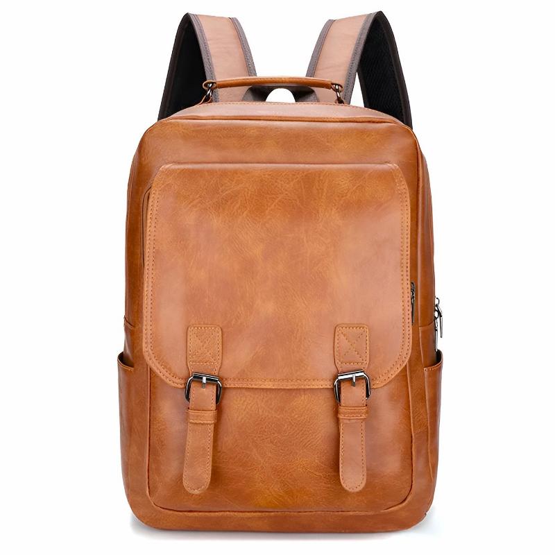 Tommy Leather Flap Top Backpack | Padded Shoulder Straps Backpack