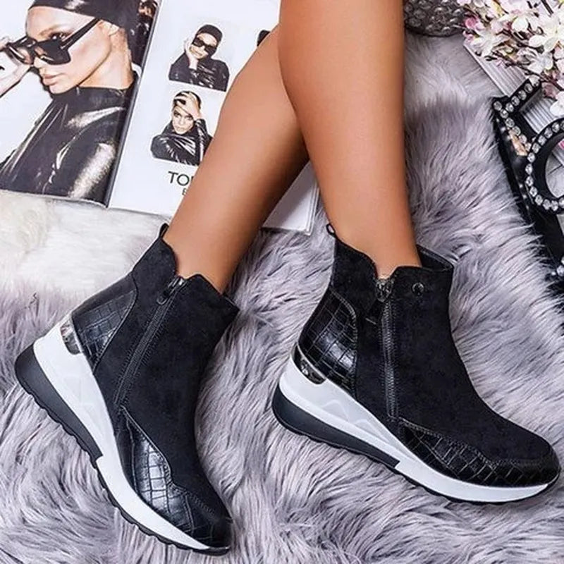 Elizabeth Suede Orthopedic Wedge Ankle Boots | Casual Ankle Boots