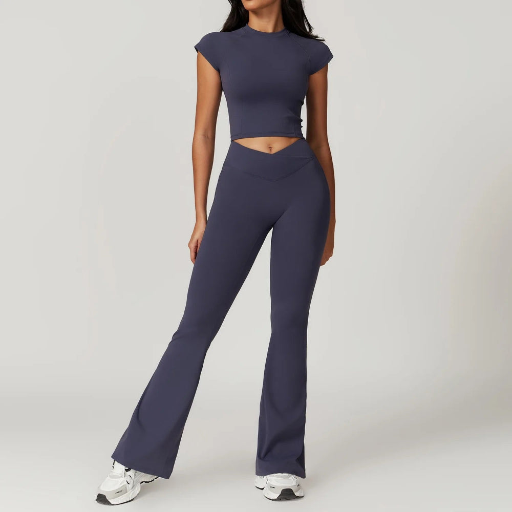 Emma Two-Piece Set | Crop Top & Flared Pants Two-Piece Set