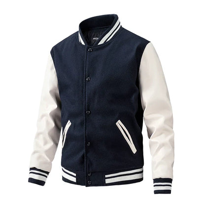 Men's Varsity Jacket – Wool Blend – Regular Fit – Snap Buttons – Ribbed Edges