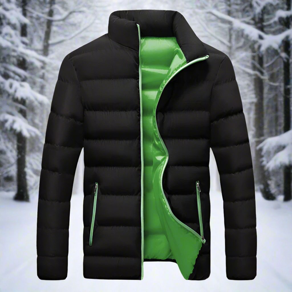 Men's Down Jacket – Warming Insulation – High Collar – Zipper Pockets – Comfortable Fit