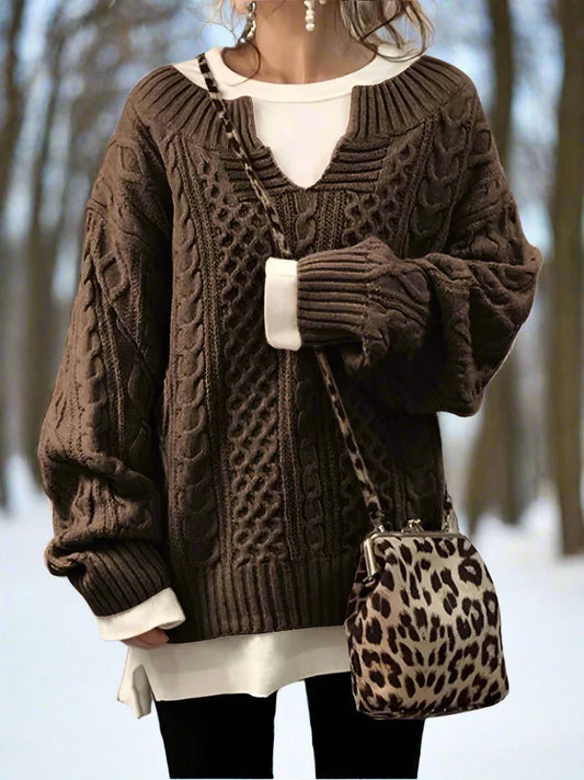 Women's Knitted Sweater - Cable Knit - Oversized Fit - Soft and Warm