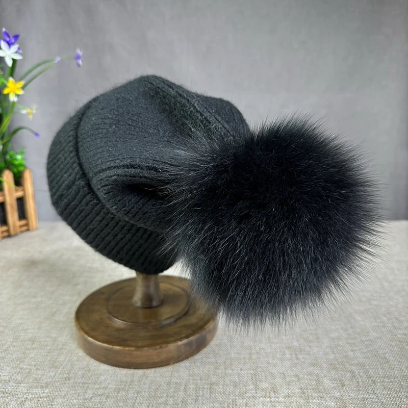 Emma Pom-Pom Beanie | Solid Ribbed Beanie