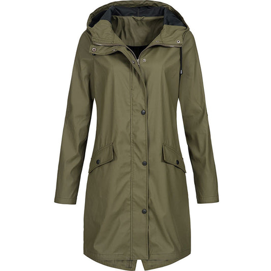 Women's Raincoat – Water-Repellent – Relaxed Fit – Hood – Mid-Length