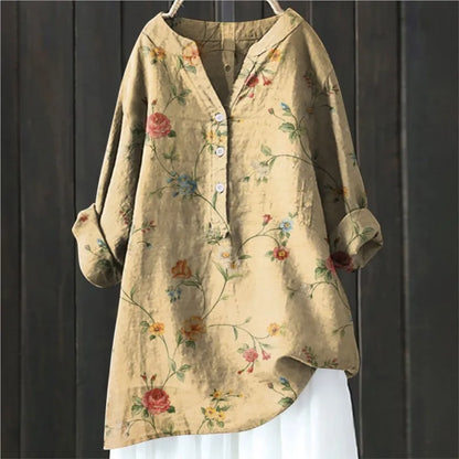 Women's blouse with long sleeves – Relaxed fit – Half button placket – Breathable fabric