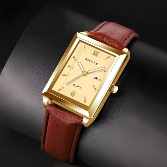 William Leather Rectangular Wrist Watch | Quartz Wrist Watch