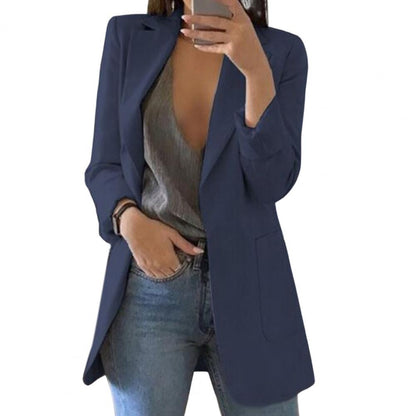 Women's Blazer – Tailored Fit – Hip Length – Large Pockets – Open Front