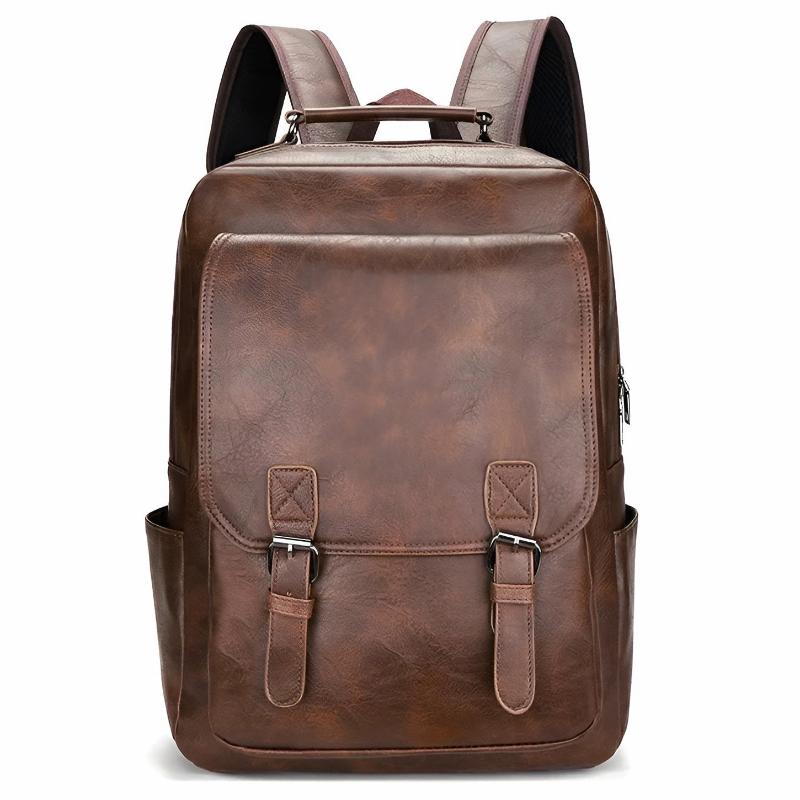 Teddy Leather Flap Backpack | Buckle Straps & Top Handle Backpack