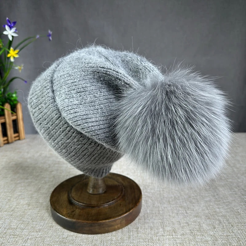 Emma Pom-Pom Beanie | Solid Ribbed Beanie