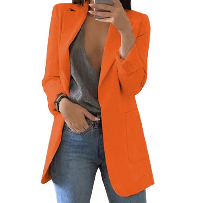 Women's Blazer – Tailored Fit – Hip Length – Large Pockets – Open Front