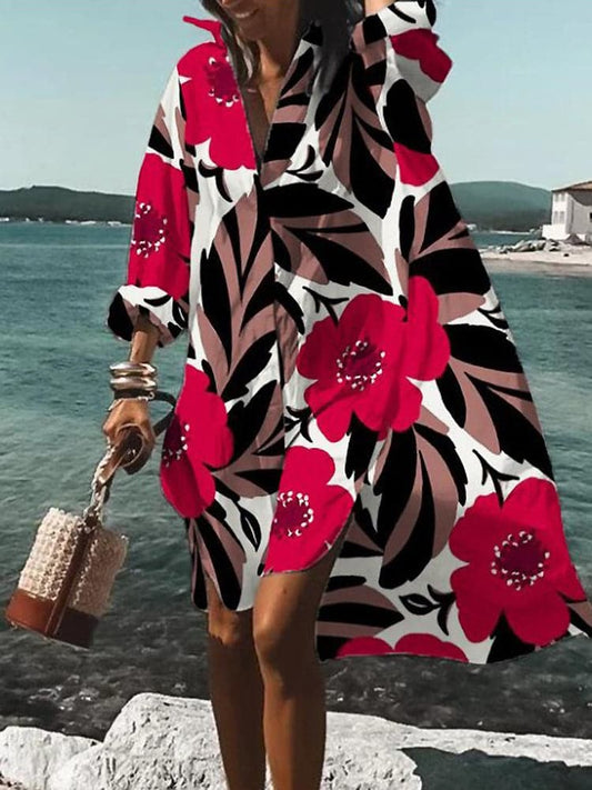 Fina - Colorful, loose-fitting dress with summer motif