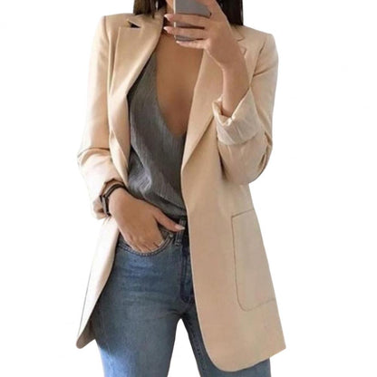 Women's Blazer – Tailored Fit – Hip Length – Large Pockets – Open Front