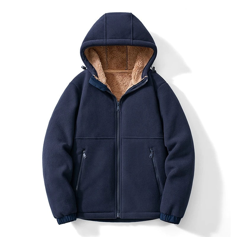 Edward Relaxed Fit Hoodie Jacket | Shearling Lined Hoodie Jacket