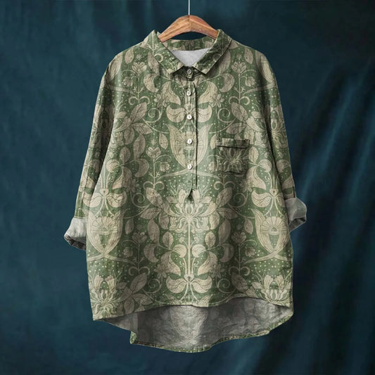 Women's Shirt – Oversized Fit – Breathable Fabric – Floral Print – Casual Style