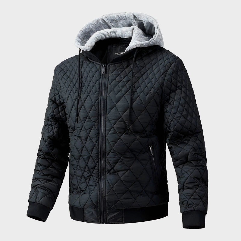 Teddy Diamond Quilted Bomber Jacket | Full Zip Bomber Jacket