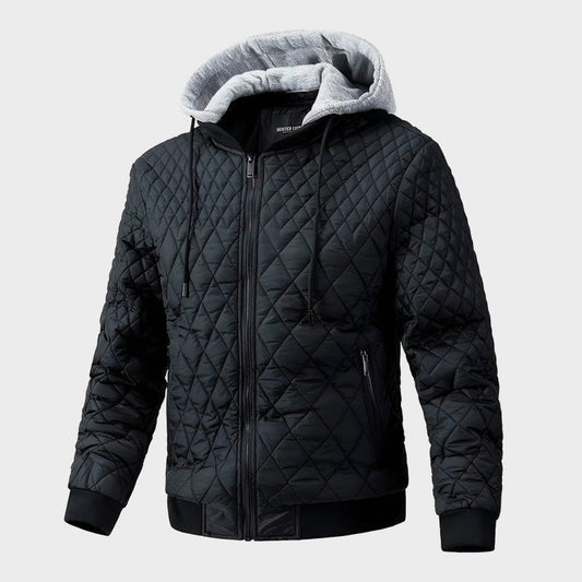 Teddy Diamond Quilted Bomber Jacket | Full Zip Bomber Jacket