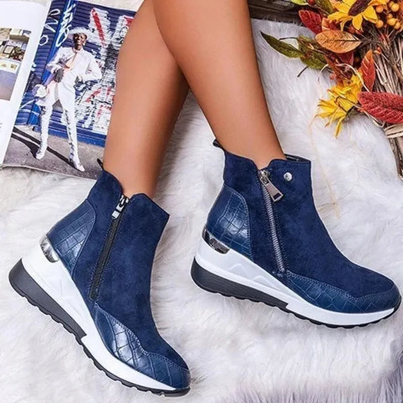 Elizabeth Suede Orthopedic Wedge Ankle Boots | Casual Ankle Boots