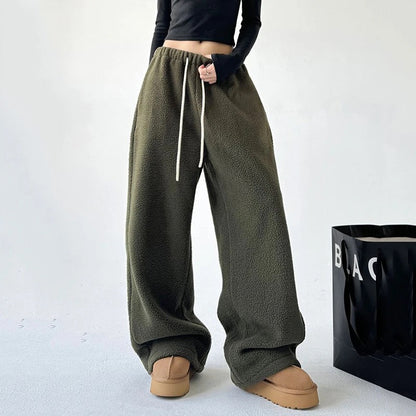 Chiara Fleece Wide Leg Sweatpants | Drawstring Waist Sweatpants