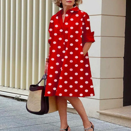 Iris - Summer Dress with Loose Fit and Polka Dot Pattern