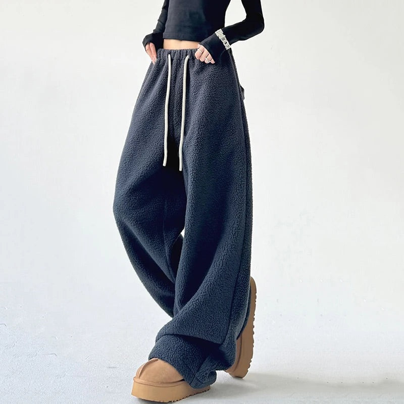 Chiara Fleece Wide Leg Sweatpants | Drawstring Waist Sweatpants