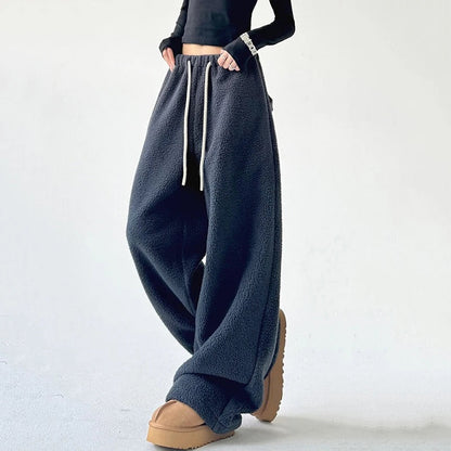 Chiara Fleece Wide Leg Sweatpants | Drawstring Waist Sweatpants