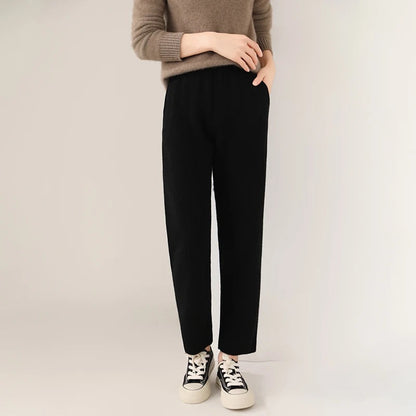 Emma Relaxed Fit Pants | Ankle-Length, Elastic Waist Pants