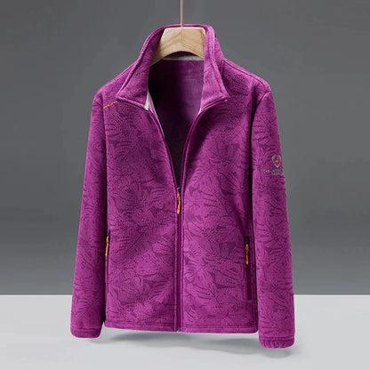 Men's fleece jacket – standard fit – high collar – zip pockets – soft texture