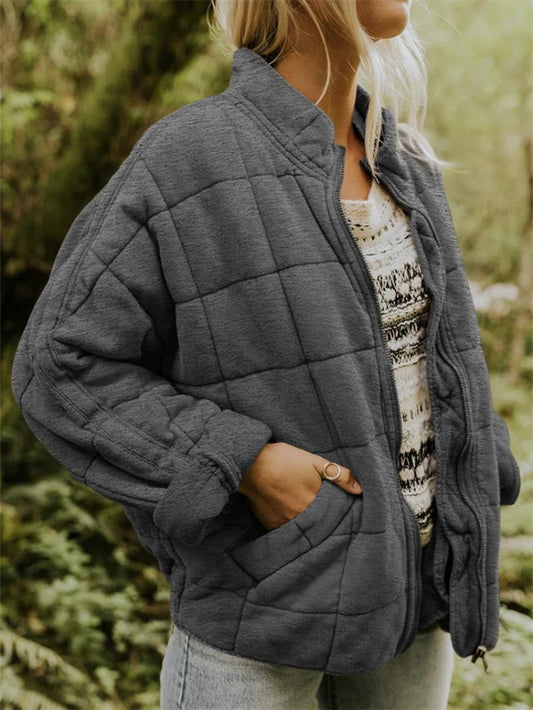 Women's Jacket - Quilted Design - High Collar - Zipper Closure - Comfortable Fit