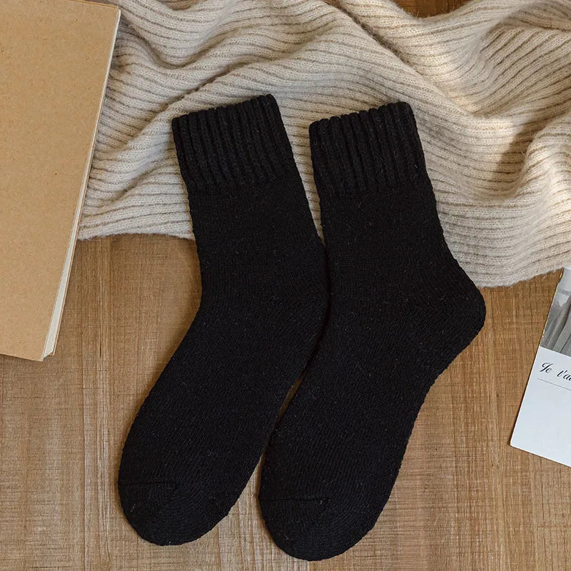 Emma Ribbed Crew Socks | Wool, Solid Color Crew Socks