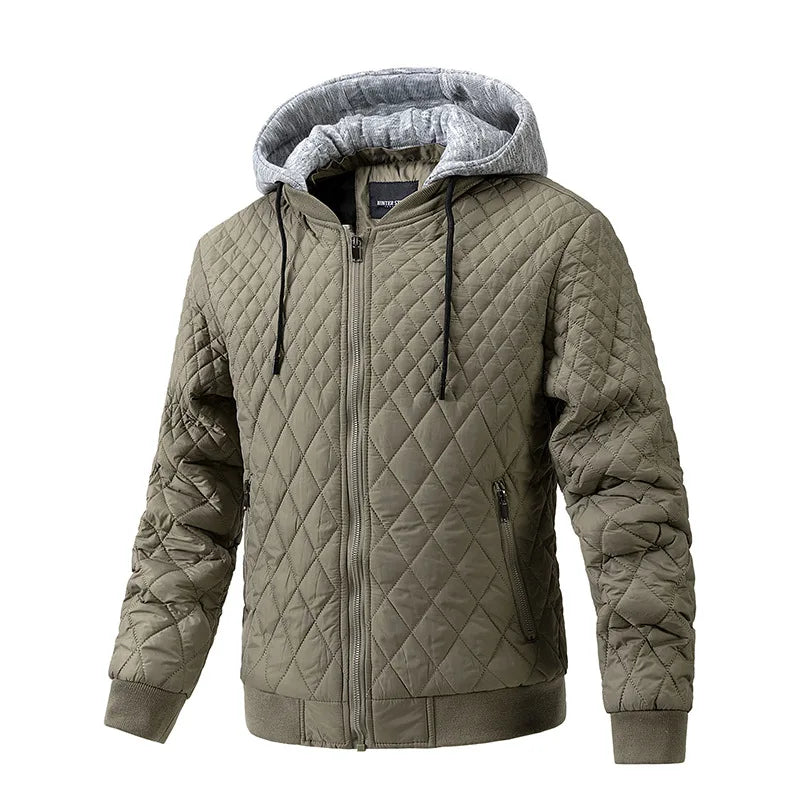 Teddy Diamond Quilted Bomber Jacket | Full Zip Bomber Jacket