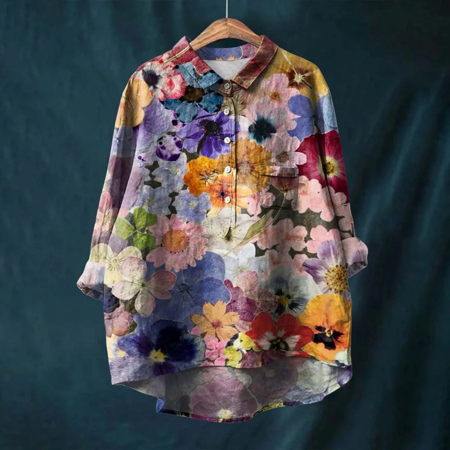 Women's Shirt – Oversized Fit – Breathable Fabric – Floral Print – Casual Style