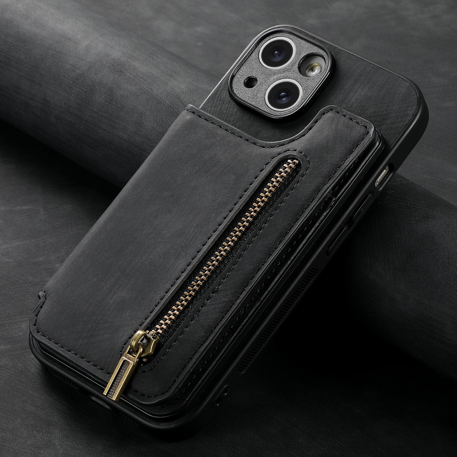 Leather Zipper iPhone Case With Built-In Pocket