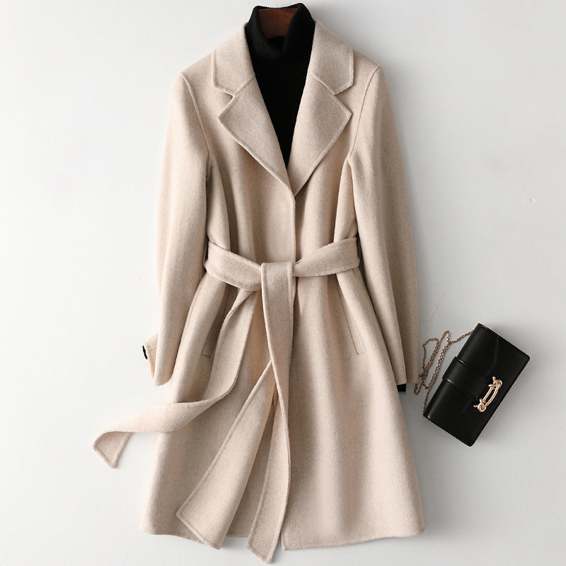 Beatrice Wool Relaxed Fit Coat | Belted, Knee-Length Coat