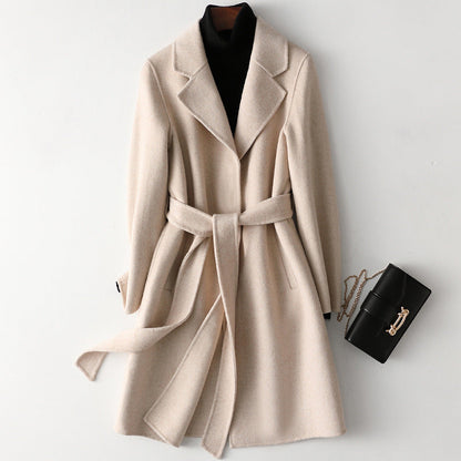 Beatrice Wool Relaxed Fit Coat | Belted, Knee-Length Coat