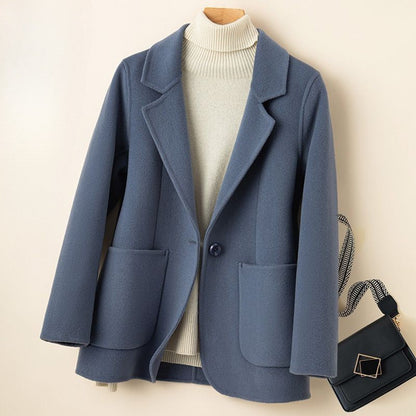 Beatrice Wool Relaxed Blazer Coat | Notched Lapels Blazer Coat