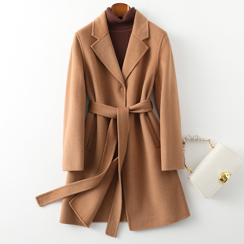 Beatrice Wool Relaxed Fit Coat | Belted, Knee-Length Coat