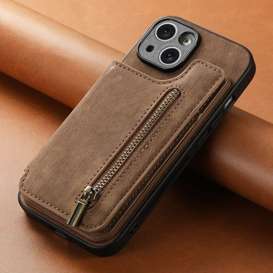 Leather Zipper iPhone Case With Built-In Pocket