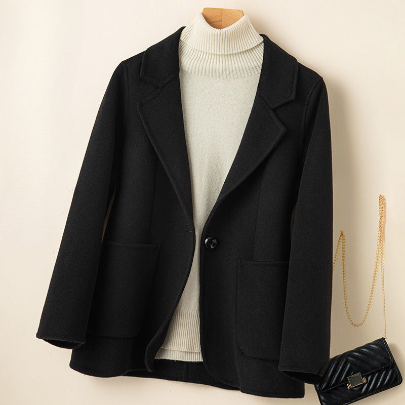 Beatrice Wool Relaxed Blazer Coat | Notched Lapels Blazer Coat