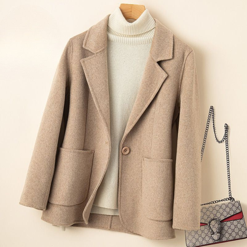 Beatrice Wool Relaxed Blazer Coat | Notched Lapels Blazer Coat