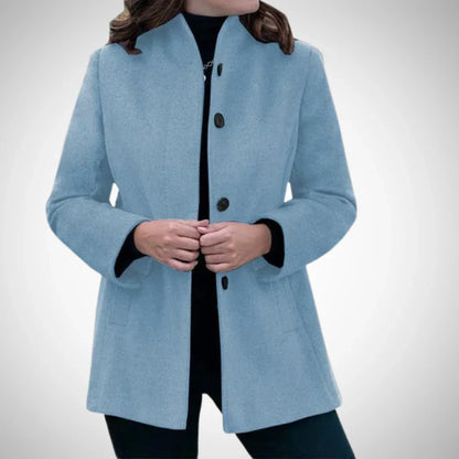 Women's Coat – Wool Blend – Tailored Fit – Stand Collar – Knee-Length Classic