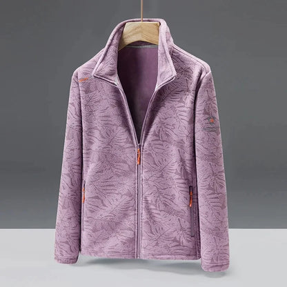 Men's fleece jacket – standard fit – high collar – zip pockets – soft texture