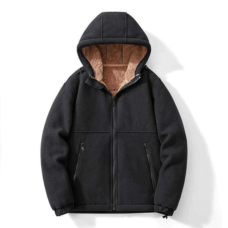 Edward Relaxed Fit Hoodie Jacket | Shearling Lined Hoodie Jacket