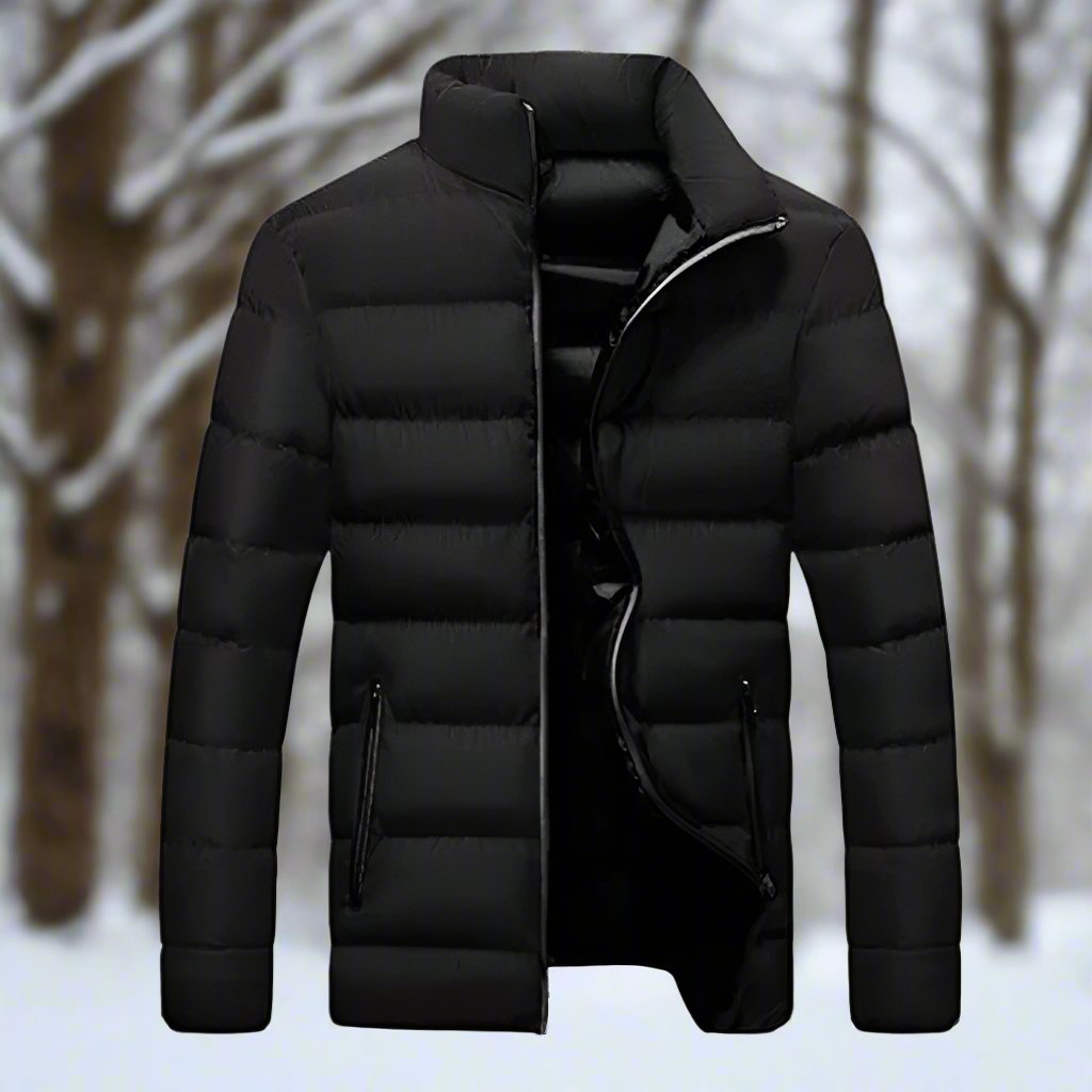 Men's Down Jacket – Warming Insulation – High Collar – Zipper Pockets – Comfortable Fit