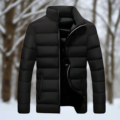 Men's Down Jacket – Warming Insulation – High Collar – Zipper Pockets – Comfortable Fit